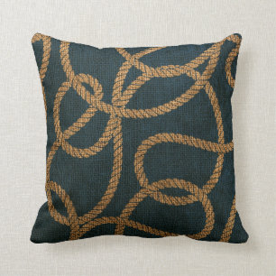 Nautical Rope Deep Sea Blue Cushion