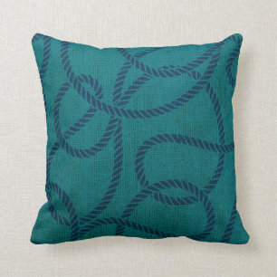Nautical Rope in Ocean Blue Green Cushion
