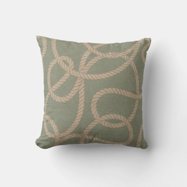 Nautical Rope in Seafoam Green Cushion (Front)