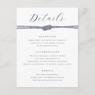 Nautical Rope Knot Elegant Details Wedding Enclosure Card