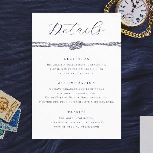 Nautical Rope Knot Elegant Details Wedding Enclosure Card
