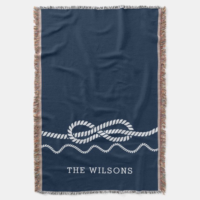 Nautical Rope Knot Personalized Throw Blanket (Front Vertical)