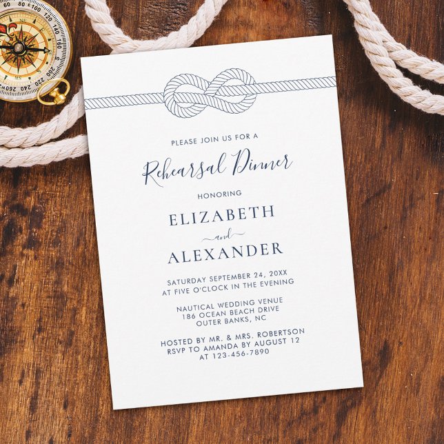 Nautical Rope Knot Rehearsal Dinner Invitation (Creator Uploaded)