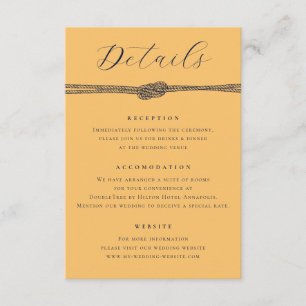 Nautical Rope Knot Yellow Details Wedding Enclosure Card