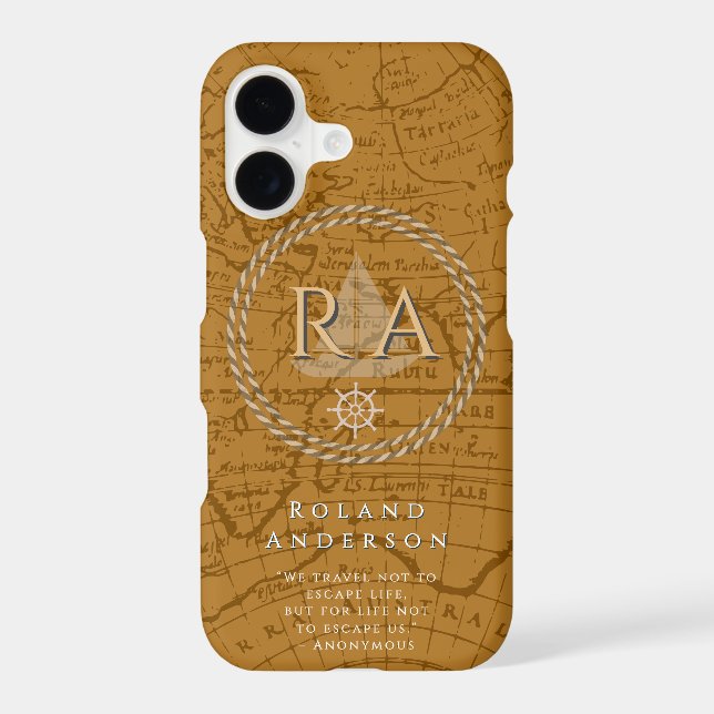 Nautical Rope Monogram Map Brown (Back)