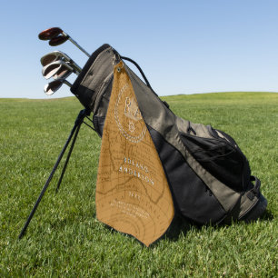 Nautical Rope Monogram Map Brown Golf Towel