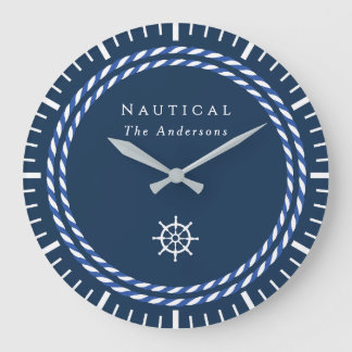 Nautical Rope Navy Large Clock