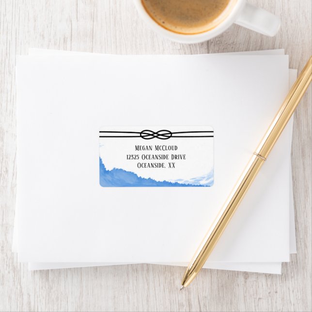 Nautical Rope Ocean Blue Watercolor  Label (Insitu)