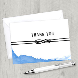 Nautical Rope Ocean Blue Watercolor Thank You