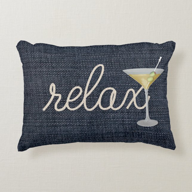 nautical rope on blue denim decorative cushion (Front)