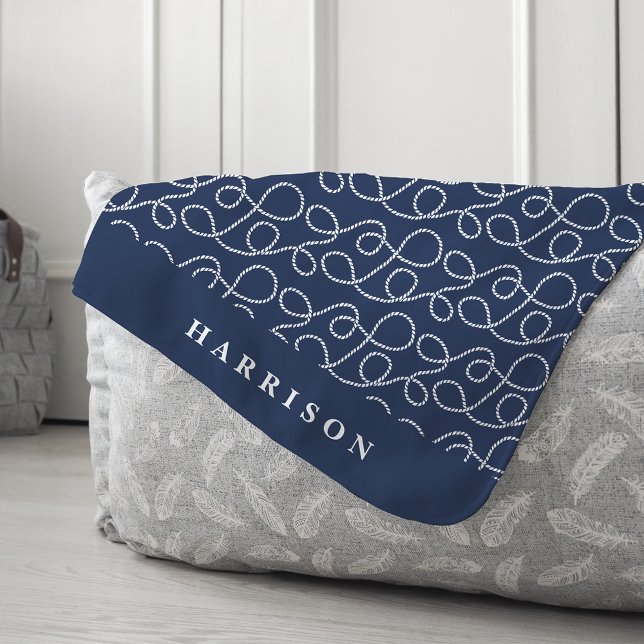 Nautical Rope Pattern Personalised Sherpa Blanket (Creator Uploaded)