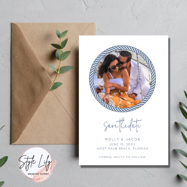 Nautical Rope Photo Wedding Save the Date (Creator Uploaded)