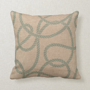 Nautical Rope Seafoam Green and Natural Cushion