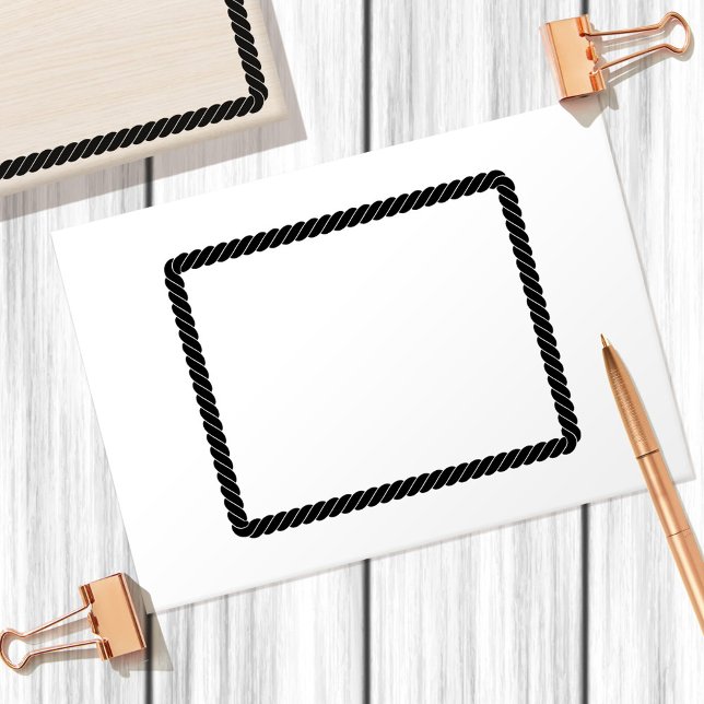 Nautical Rope Twist Cartoon Rectangular Frame  Rubber Stamp (Stamp used on an envelope)