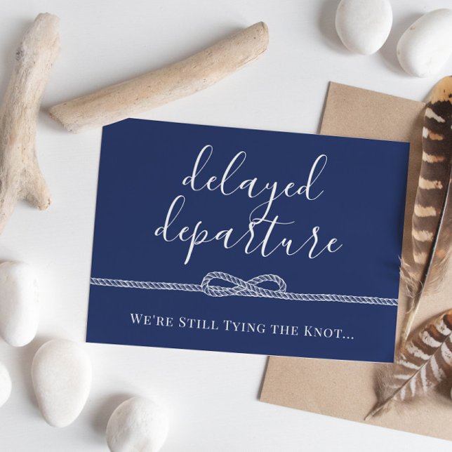 Nautical Rope Tying the Knot Postponed Wedding Announcement Postcard (Creator Uploaded)