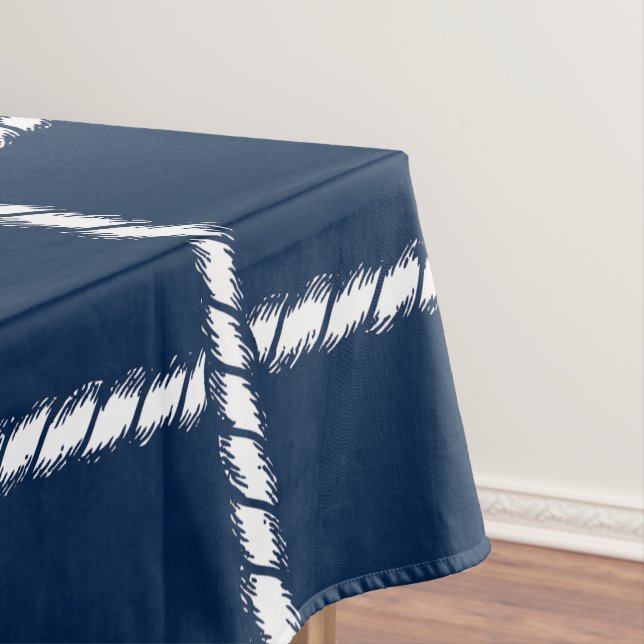 Nautical Rope Weave – Navy Coastal  Tablecloth (In Situ)