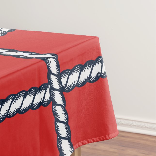 Nautical Rope Weave – Red Coastal  Tablecloth (In Situ)