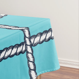 Nautical Rope Weave – Turquoise Coastal Tablecloth