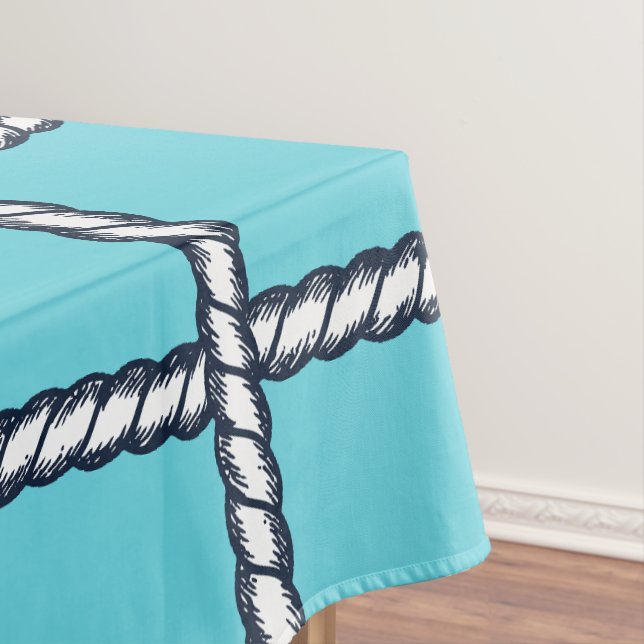 Nautical Rope Weave – Turquoise Coastal  Tablecloth (In Situ)