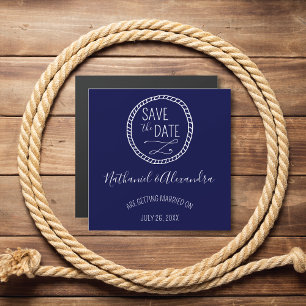 Nautical Rope Wreath Save the Date Magnetic Invita Invitation
