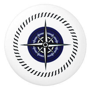 Nautical Rose Compass Cabinet Drawer Knob Navy