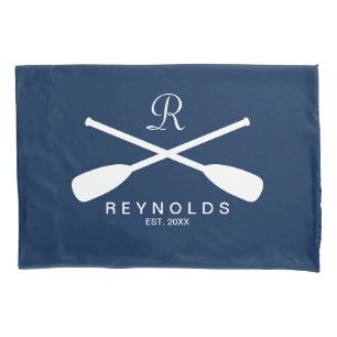 Nautical rowing oars custom family name monogram pillowcase