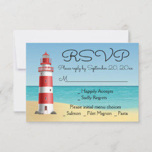 Nautical RSVP Lighthouse Beach Wedding Summer Card