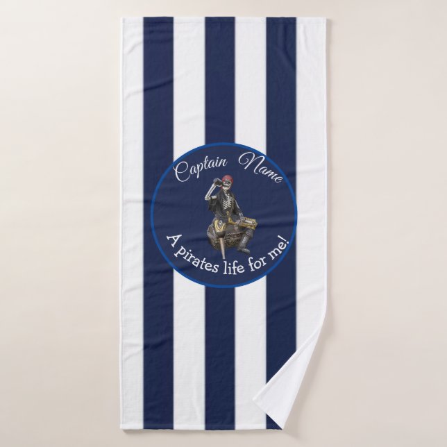 Nautical Rum Skeleton Party Pirate Bath Towel (Bath Towel)