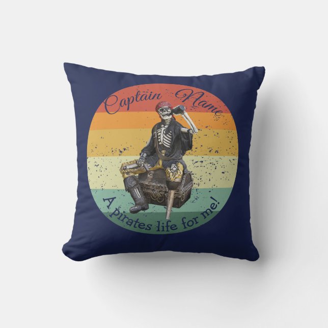 Nautical Rum Skeleton Party Pirate Cushion (Front)