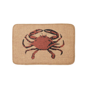 Nautical Rustic Crab Bathroom Bath Mat Anti-Skid