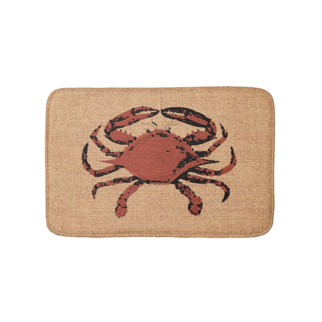 Nautical Rustic Crab Bathroom Bath Mat Anti-Skid (Front)