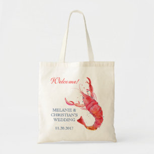 Nautical Rustic Lobster Wedding Canvas Tote Bag