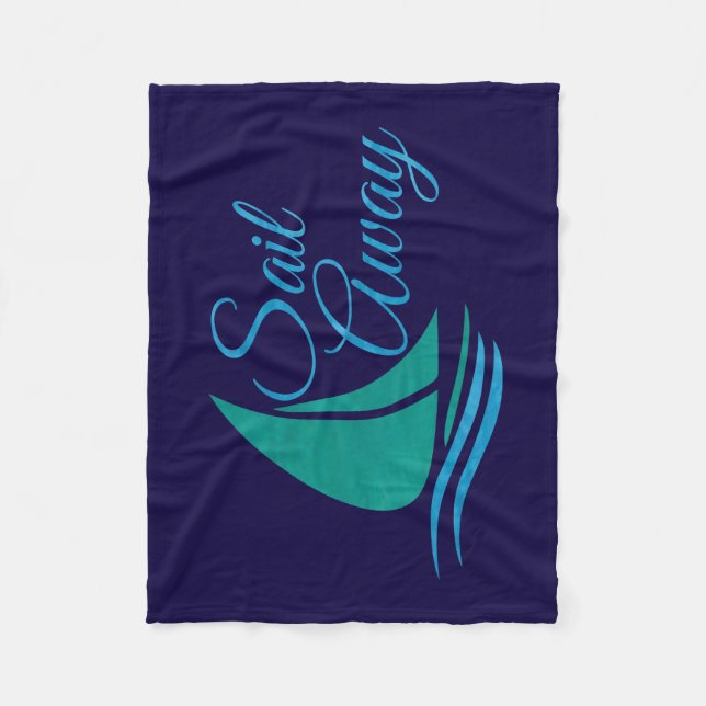 Nautical Sail Away Fleece Blanket (Front)