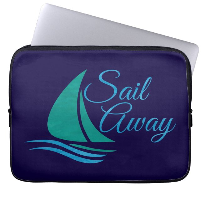 Nautical Sail Away Laptop Sleeve (Front)