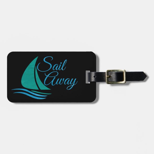 Nautical Sail Away Luggage Tag (Front Horizontal)