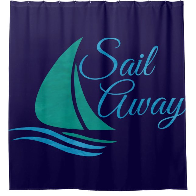 Nautical Sail Away Shower Curtain (Front)