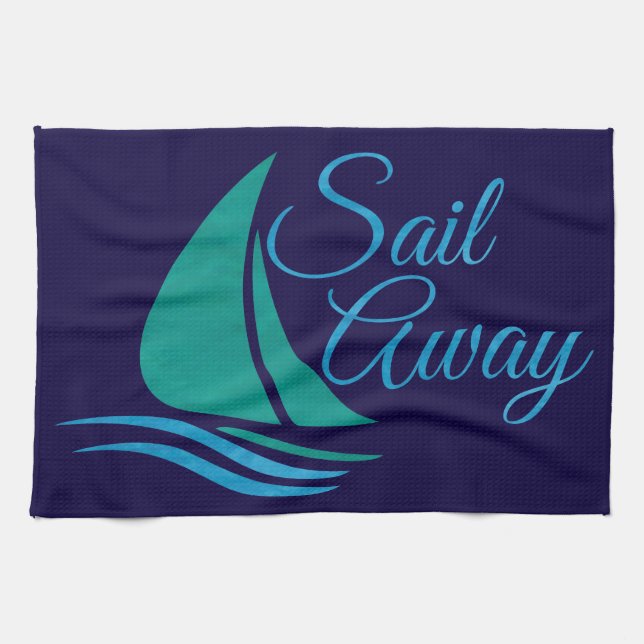 Nautical Sail Away Tea Towel (Horizontal)