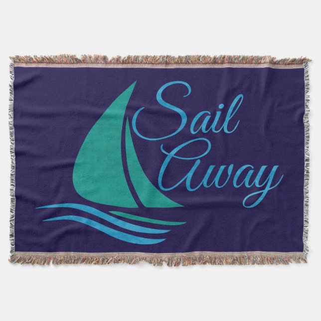 Nautical Sail Away Throw Blanket (Front)