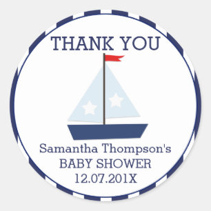 Nautical Sail Boat Baby Shower Favor Sticker