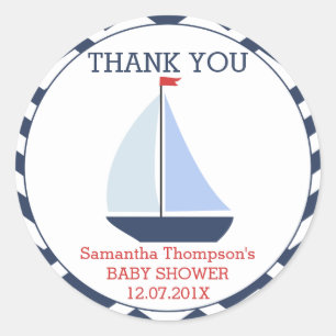Nautical Sail Boat Baby Shower Favor Sticker