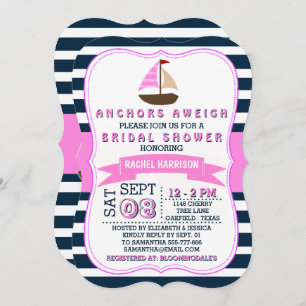 Nautical Sail Boat Beach Bridal Shower Invitations