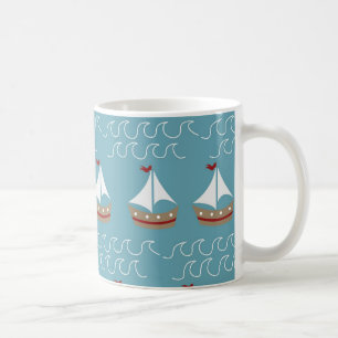 Nautical Sail Boat Print Coffee Mug