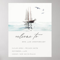 Nautical Sail Yacht Any Year Anniversary Welcome