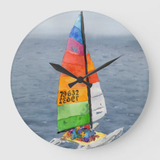 Nautical Sailboat Art Coastal Wall Clock