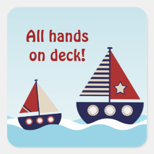 Nautical Sailboat Baby Boy Baby Shower Sticker