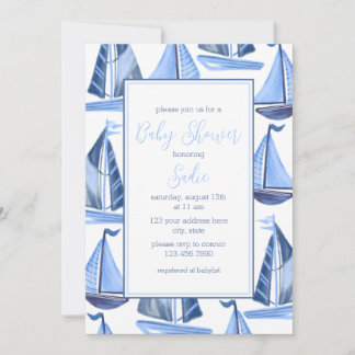 Nautical Sailboat Baby Shower Invitation For A Boy