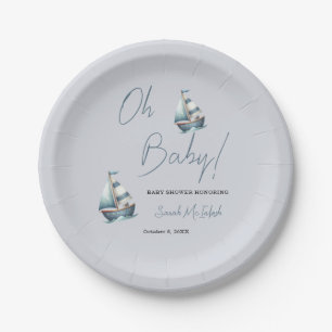 Nautical Sailboat Baby Shower Invitation Paper Plate