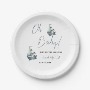 Nautical Sailboat Baby Shower Invitation Paper Plate