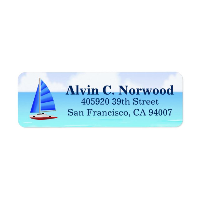 Nautical Sailboat Beach Ocean Return Address Label (Front)