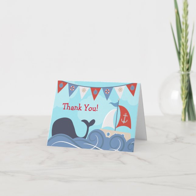 Nautical Sailboat Beach Ocean Whale Thank You (Front)